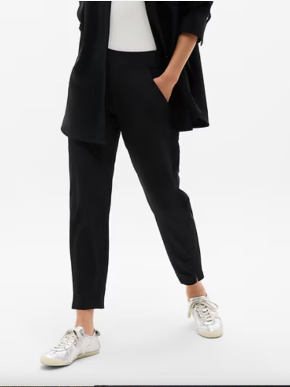 Athleta Brooklyn ankle pants Black Straight-Leg sweatPants 12